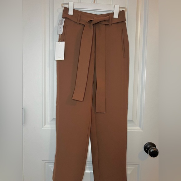 NWT Aritzia Wilfred Slacks Tie Front Pants - Cognac / Brown - Picture 2 of 8